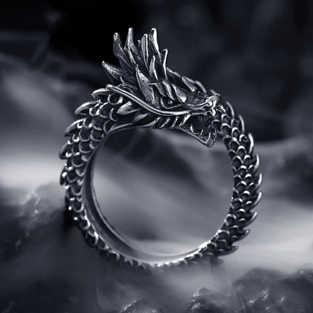 BAGUE DRAGON EN ARGENT 925