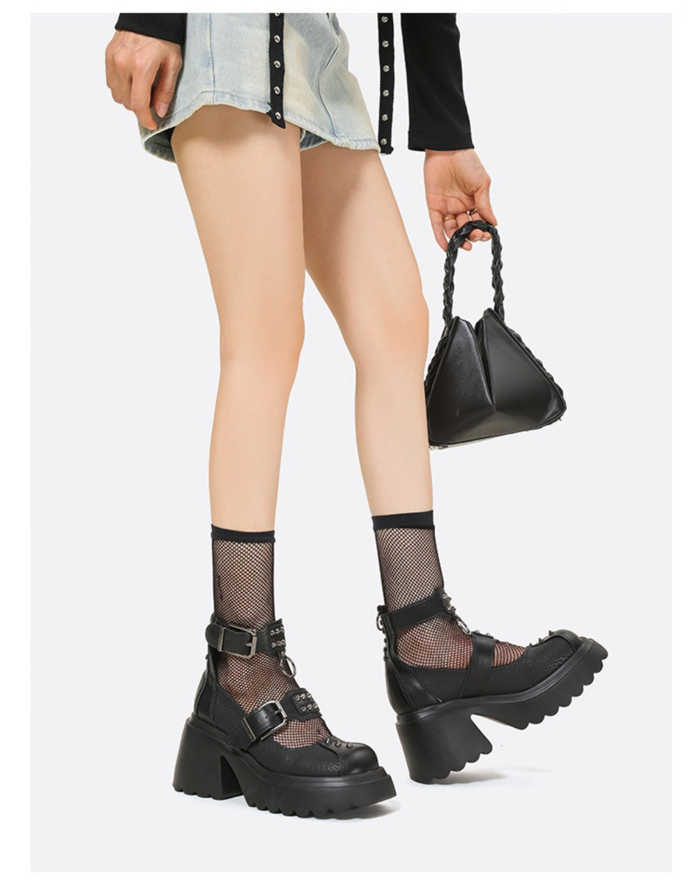 CHAUSSURES PUNK CLOUS CUIR TALON 8.5CM