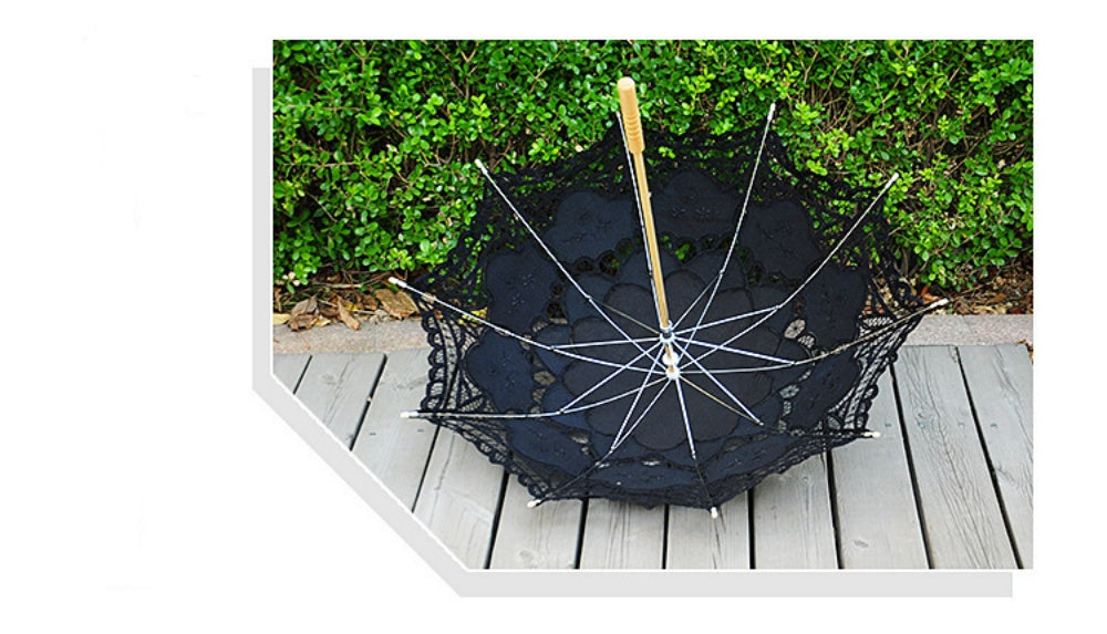 OMBRELLE NOIRE DEGUISEMENT MARIAGE DENTELLE