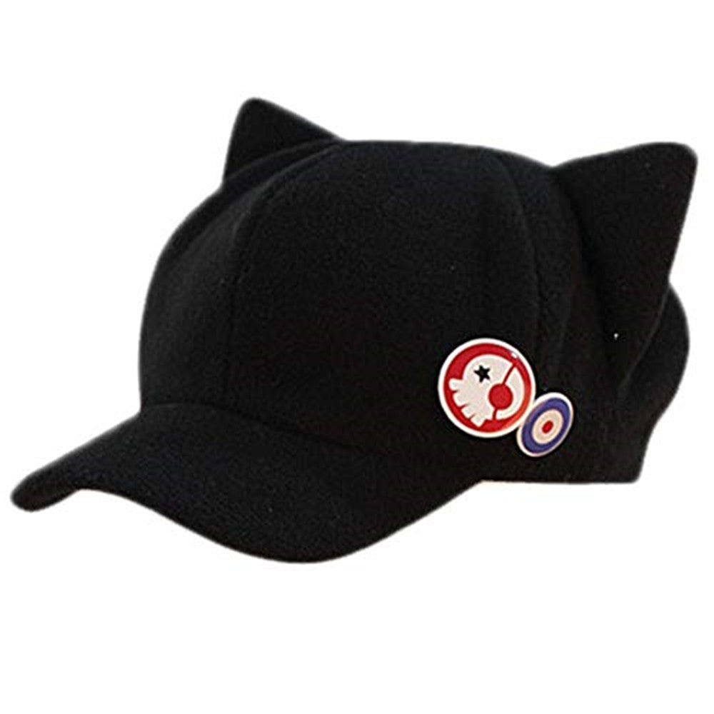 CASQUETTE NOIR OREILLE CHAT AVEC PIN'S ADO ADULTE