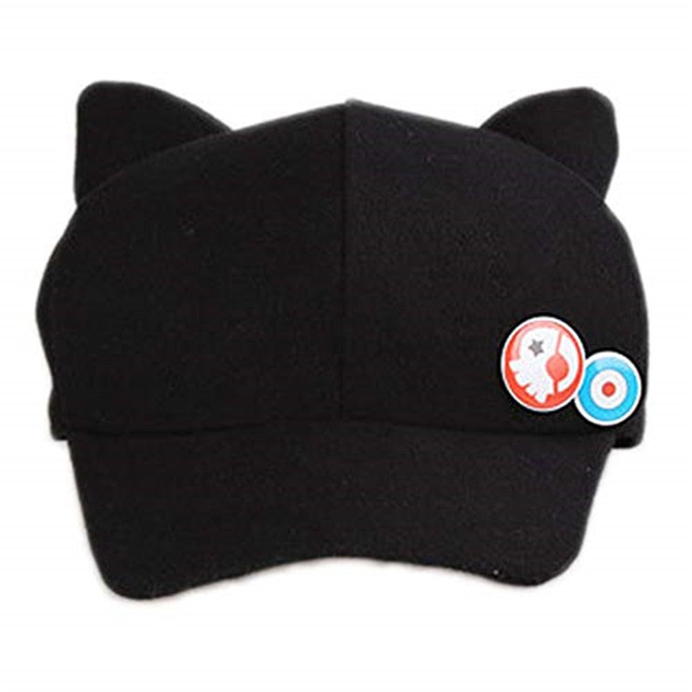 CASQUETTE NOIR OREILLE CHAT AVEC PIN'S ADO ADULTE