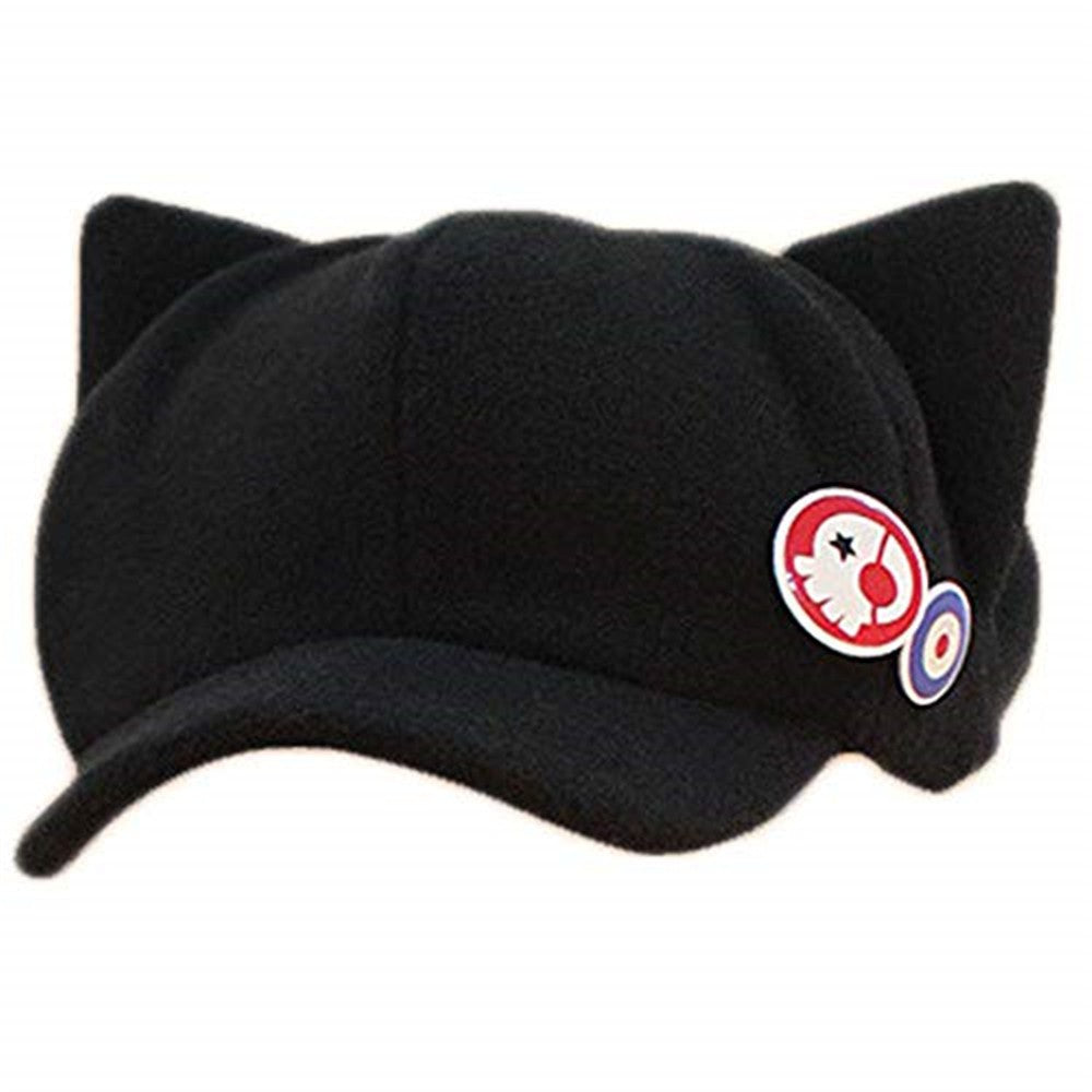 CASQUETTE NOIR OREILLE CHAT AVEC PIN'S ADO ADULTE