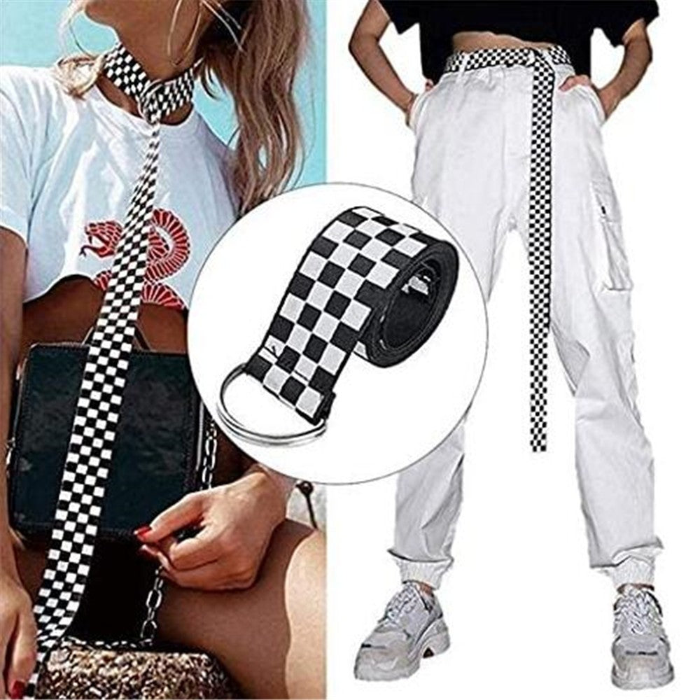 CEINTURE NOIR BLANC CARREAUX GOTH