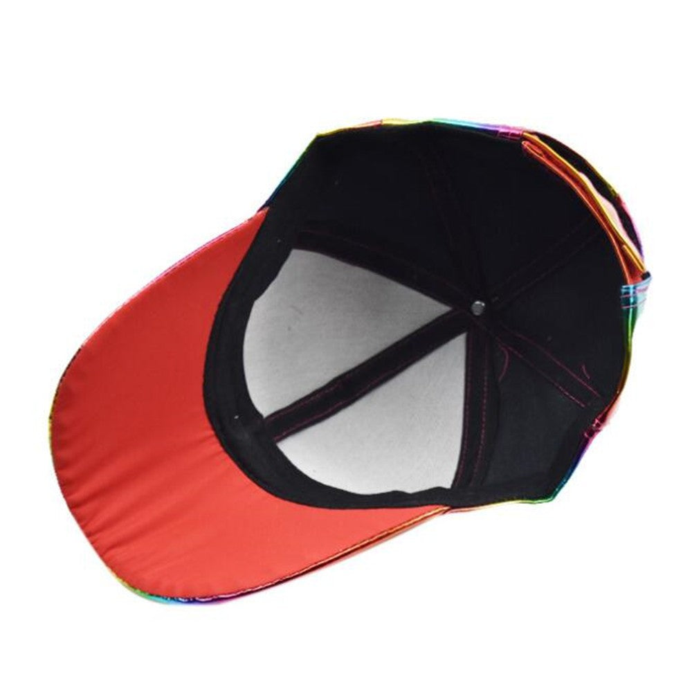 CASQUETTE BASEBALL PU LASER MIXTE ARC EN CIEL