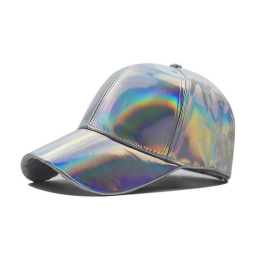 CASQUETTE BASEBALL PU LASER MIXTE ARGENTE