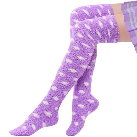 CHAUSSETTES VIOLETTES MONTANTES VELOURS CORAIL