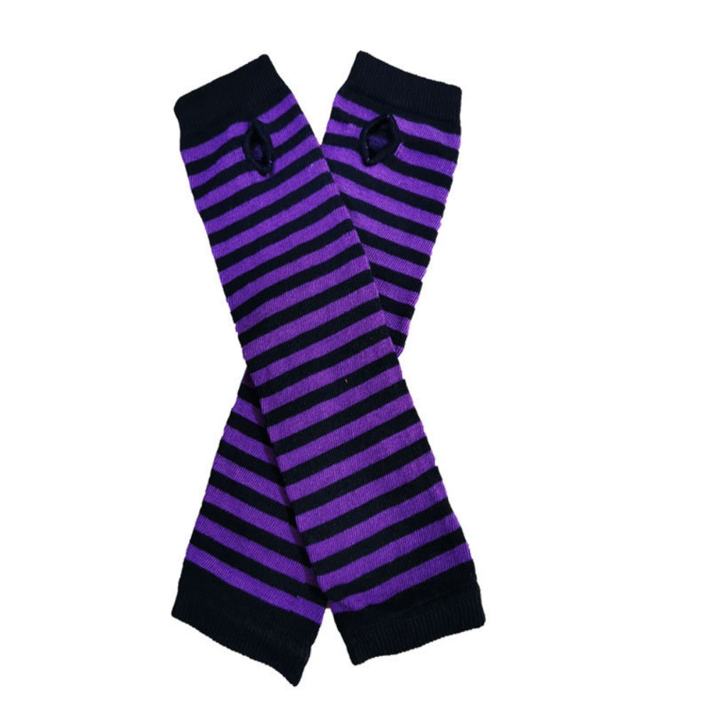 MITAINES NOIR VIOLET RAYURE PUNK