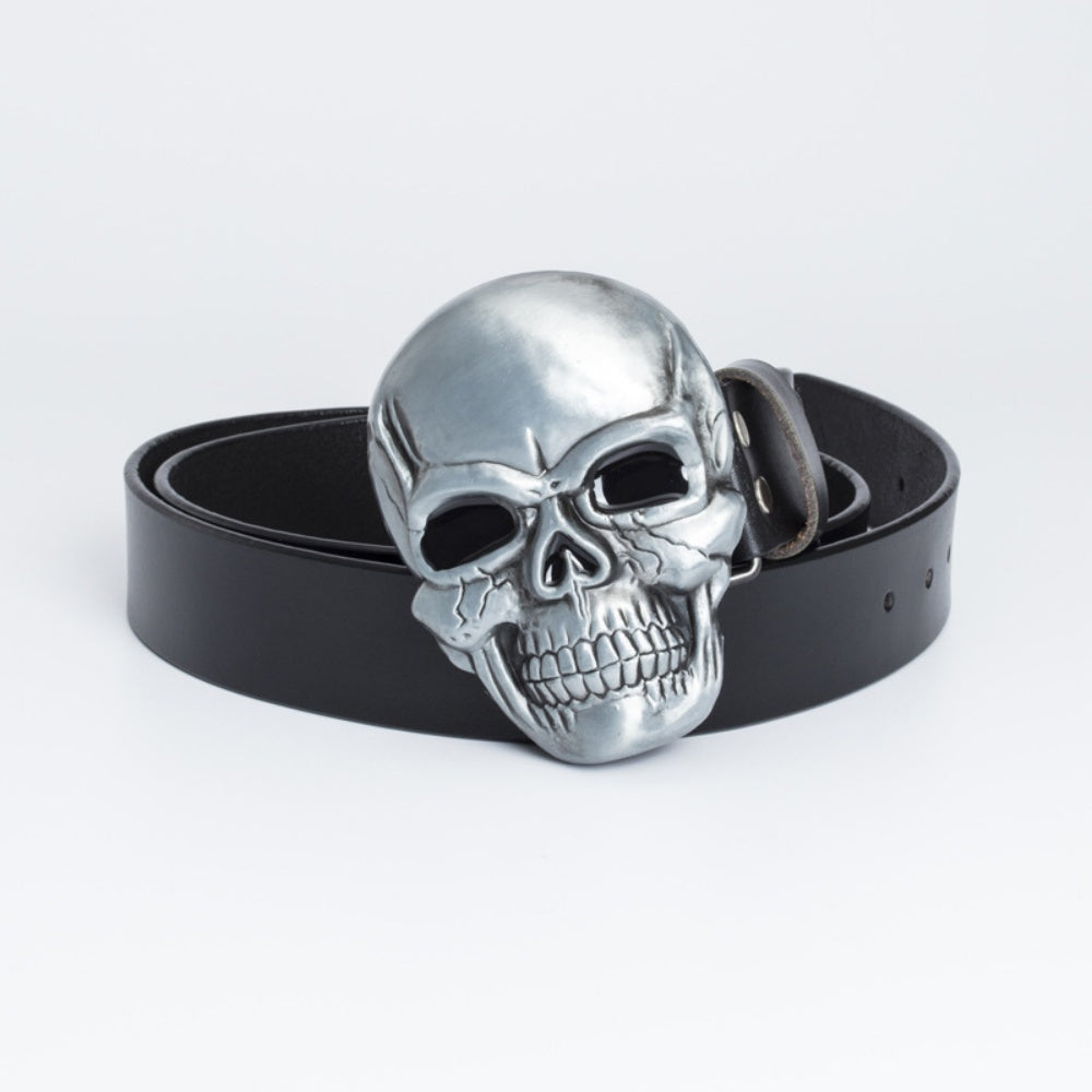 CEINTURE CUIR SOLIDE GOTHIQUE PUNK GROS CRANE