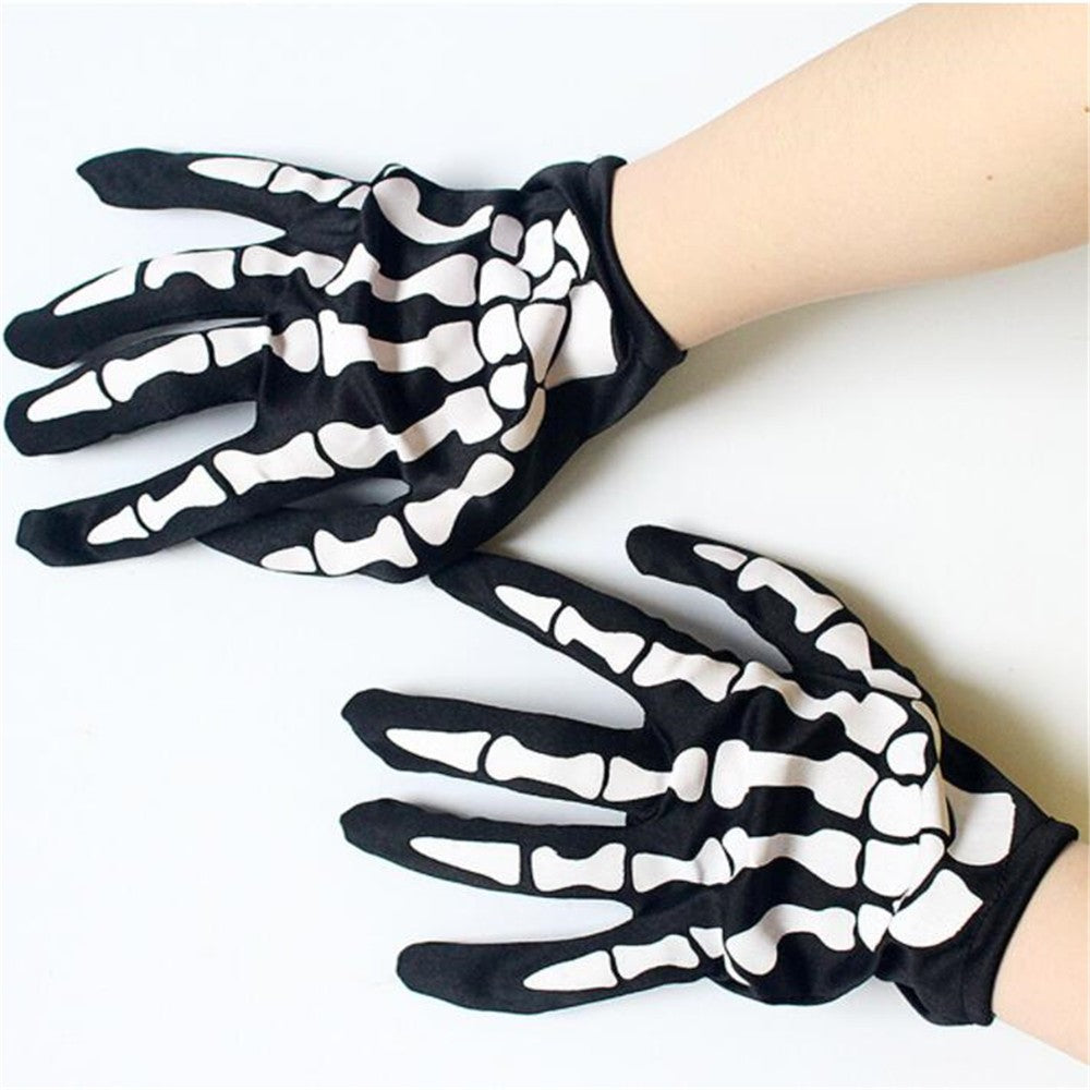 GANTS SQUELETTES NOIR HALLOWEEN DEGUISEMENT FESTIVAL