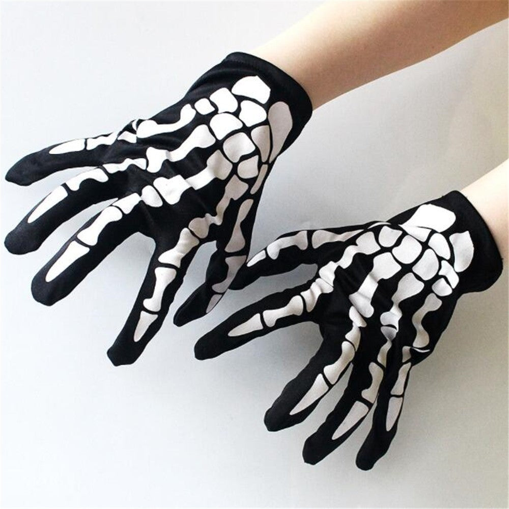 GANTS SQUELETTES NOIR HALLOWEEN DEGUISEMENT FESTIVAL