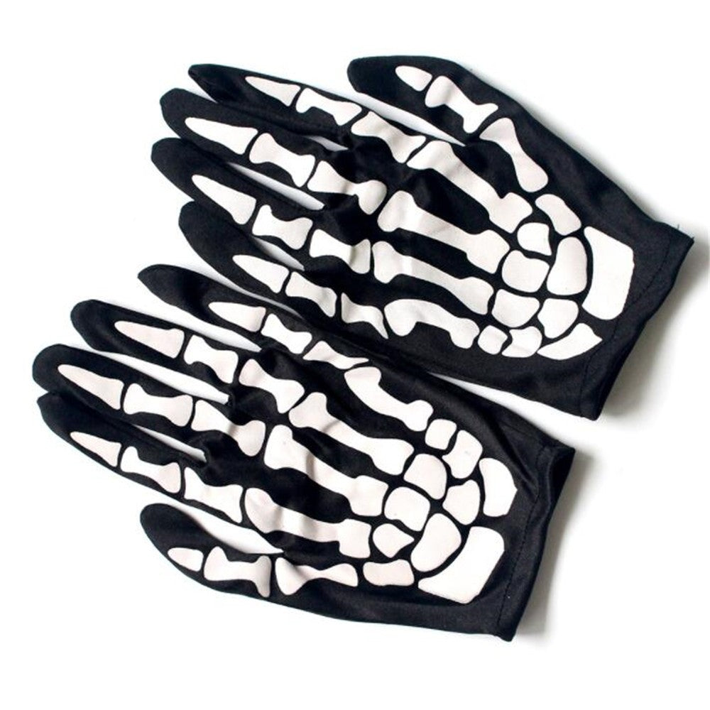 GANTS SQUELETTES NOIR HALLOWEEN DEGUISEMENT FESTIVAL