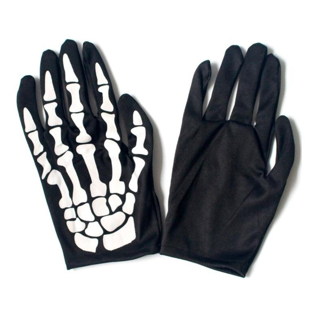 GANTS SQUELETTES NOIR HALLOWEEN DEGUISEMENT FESTIVAL