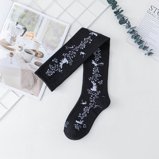 CHAUSSETTES MONTANTES FEMME LAPIN NOIR