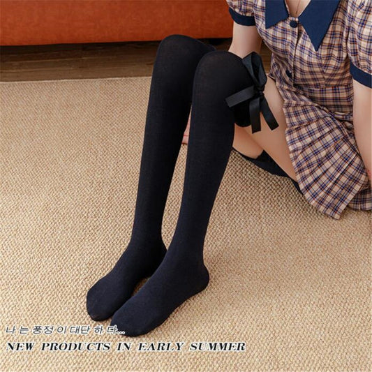 CHAUSSETTES MONTANTES FEMME NOIR RUBAN