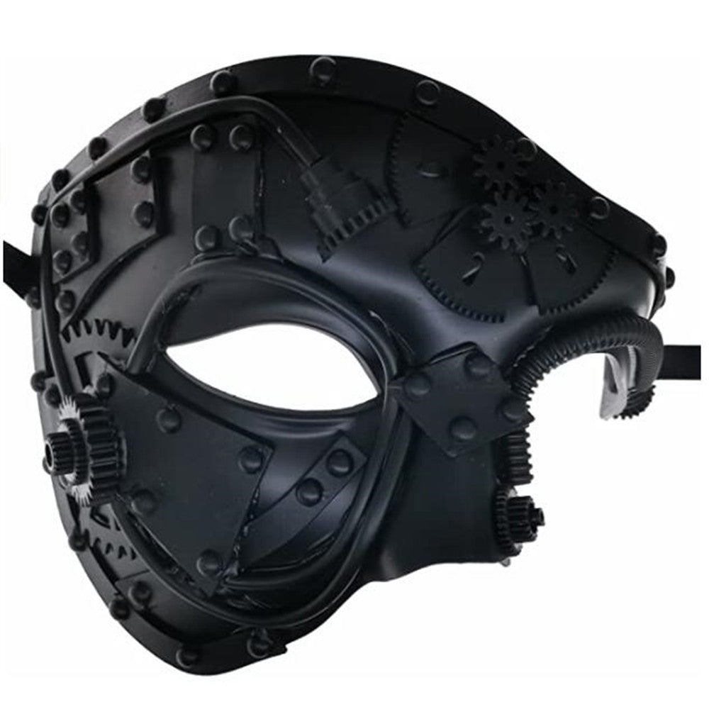 MASQUE MIXTE ENGRENAGE STEAMPUNK NOIR