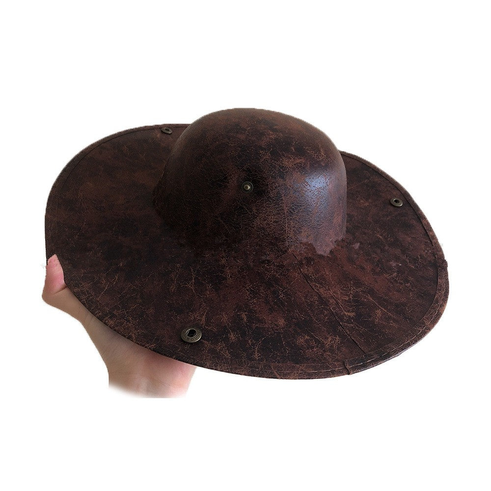 CHAPEAU PIRATE MARRON PU TRICORNE MEDIEVAL CARNAVAL