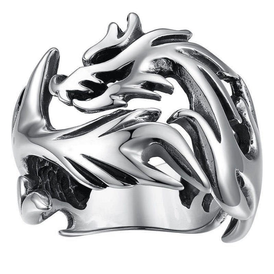 BAGUE DRAGON FLAMME EN ARGENT 925