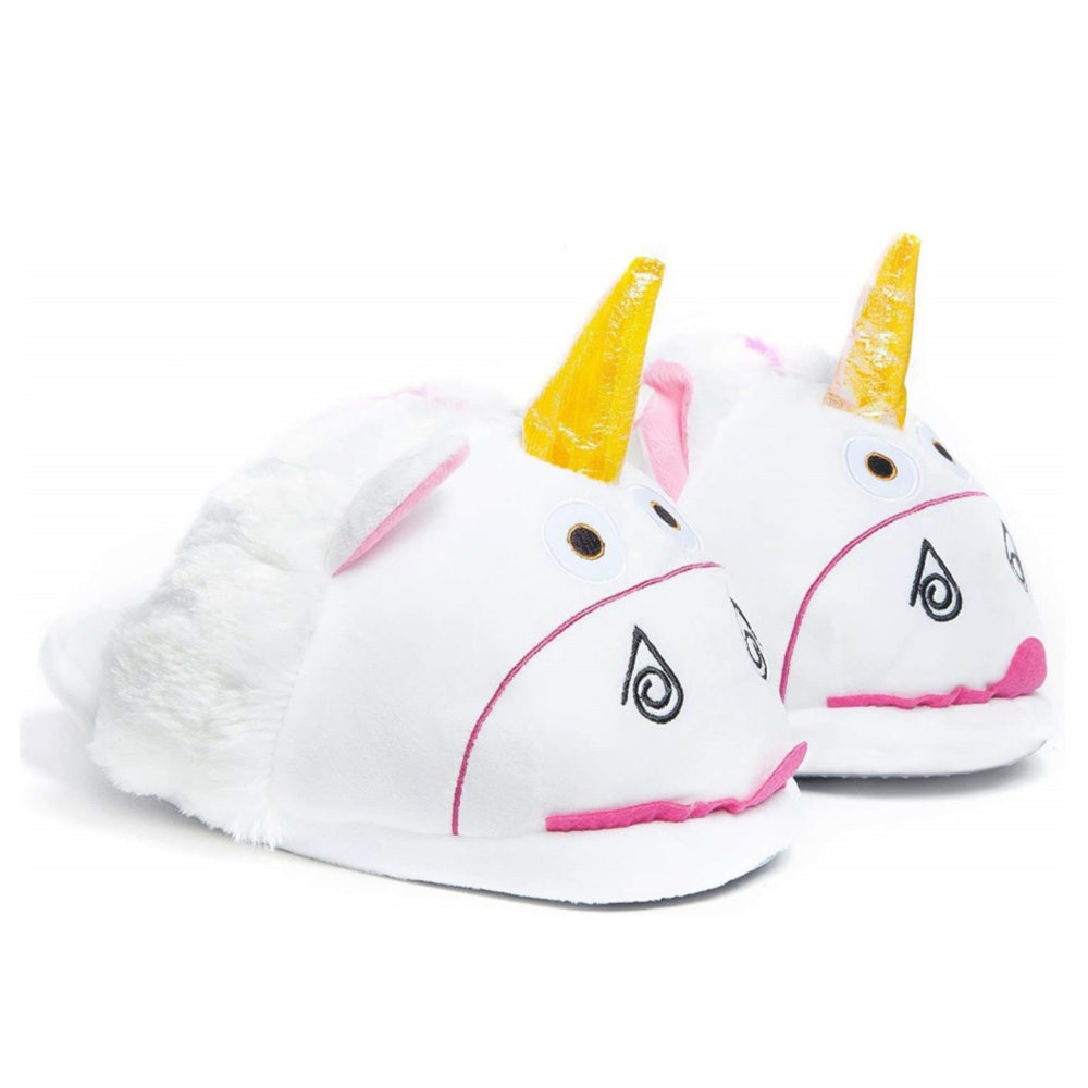 CHAUSSONS PANTOUFLES FERMES LICORNE BLANC PELUCHE