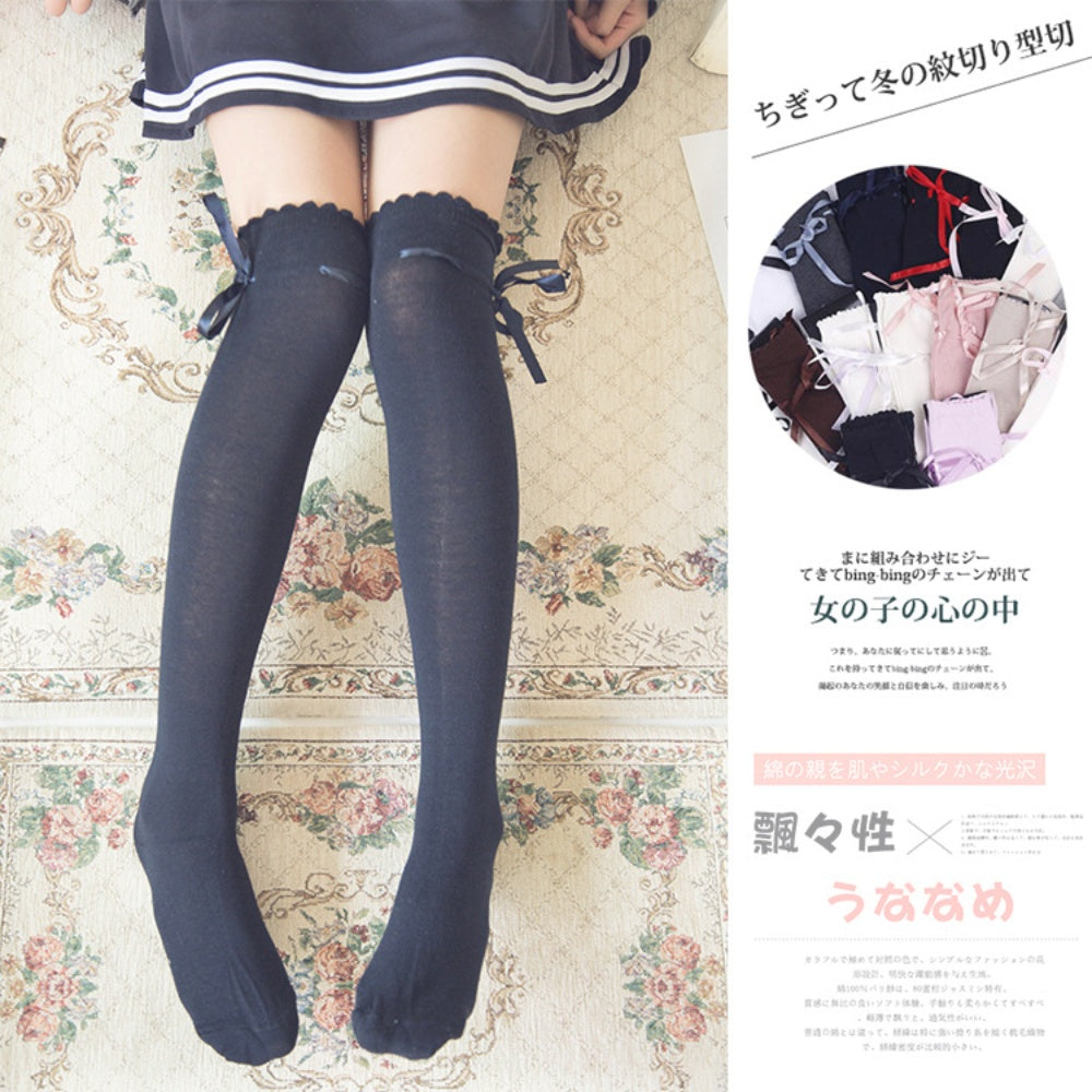 CHAUSSETTES MONTANTES FEMME NOIR RUBAN