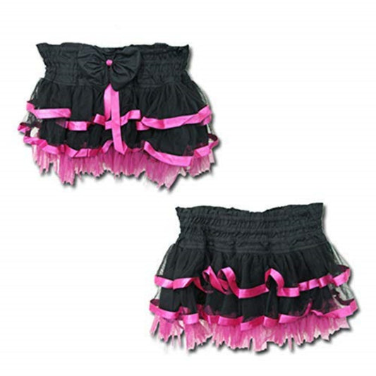 JUPE COURTE DENTELLE FUSHIA TULLE NOEUD PAPILLON