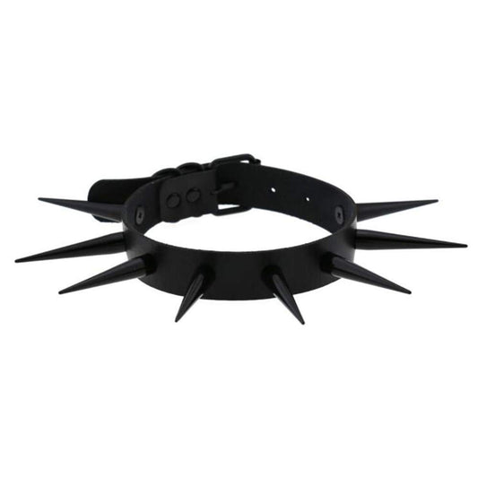 CHOKER TOUR DE COU GOTHIQUE CLOUS NOIR EXTRA REGLABLE