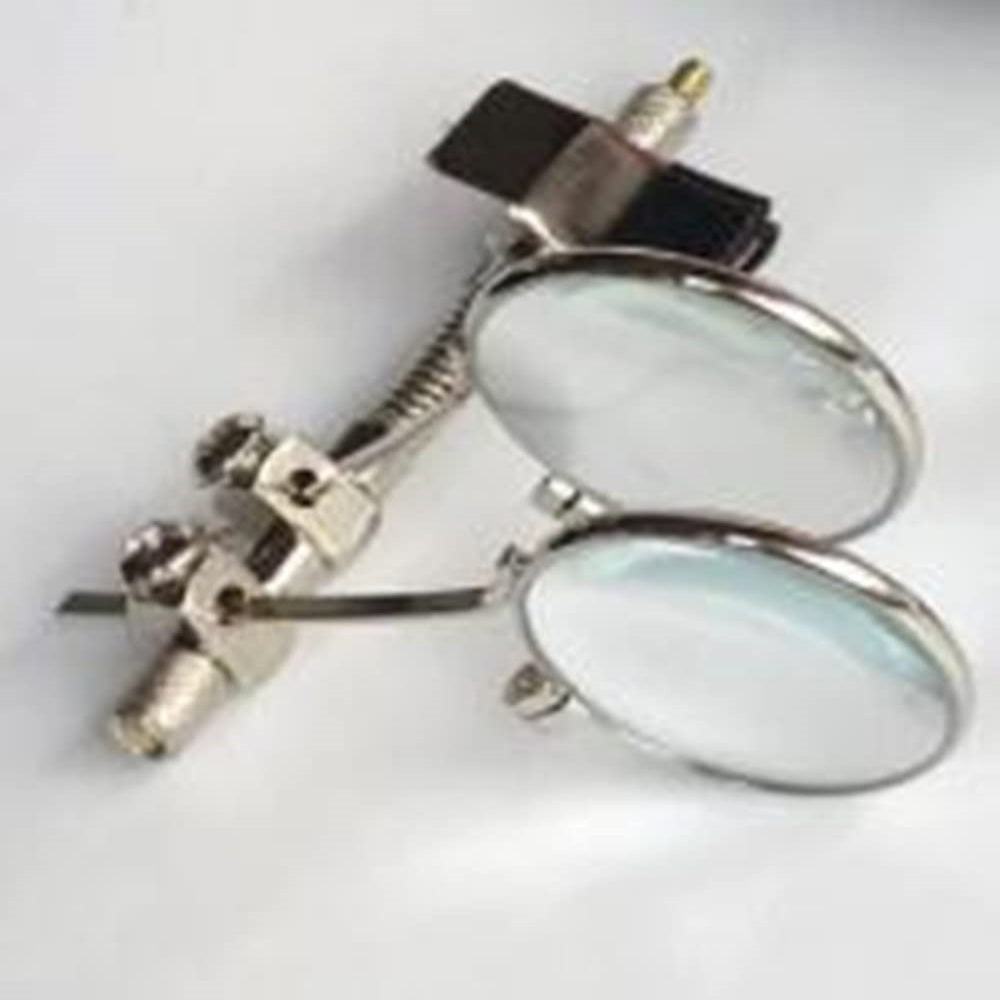 LUNETTES GOGGLES CLOUS SOUDURE STEAMPUNK CYBER ARGENTE AVEC LOUPE