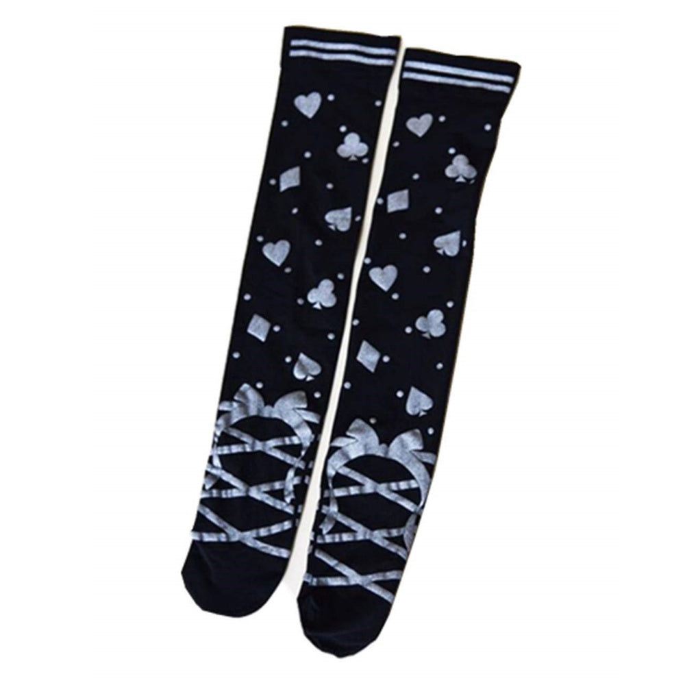 CHAUSSETTES NOIR MONTANTE CARTE POKER ALICE MAID