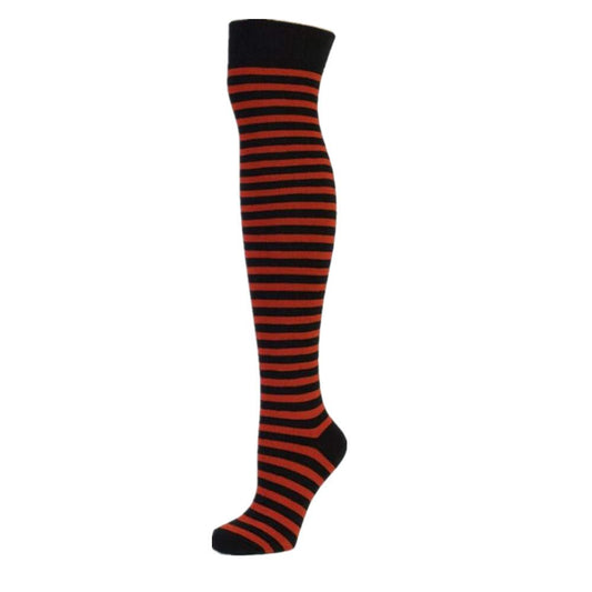 CHAUSSETTES MONTANTES RAYURE ROUGE NOIR