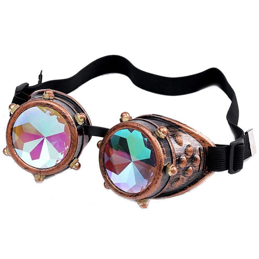 LUNETTES GOGGLES SOUDURE STEAMPUNK CUIVRE CYBER VERRE MULTI COULEUR