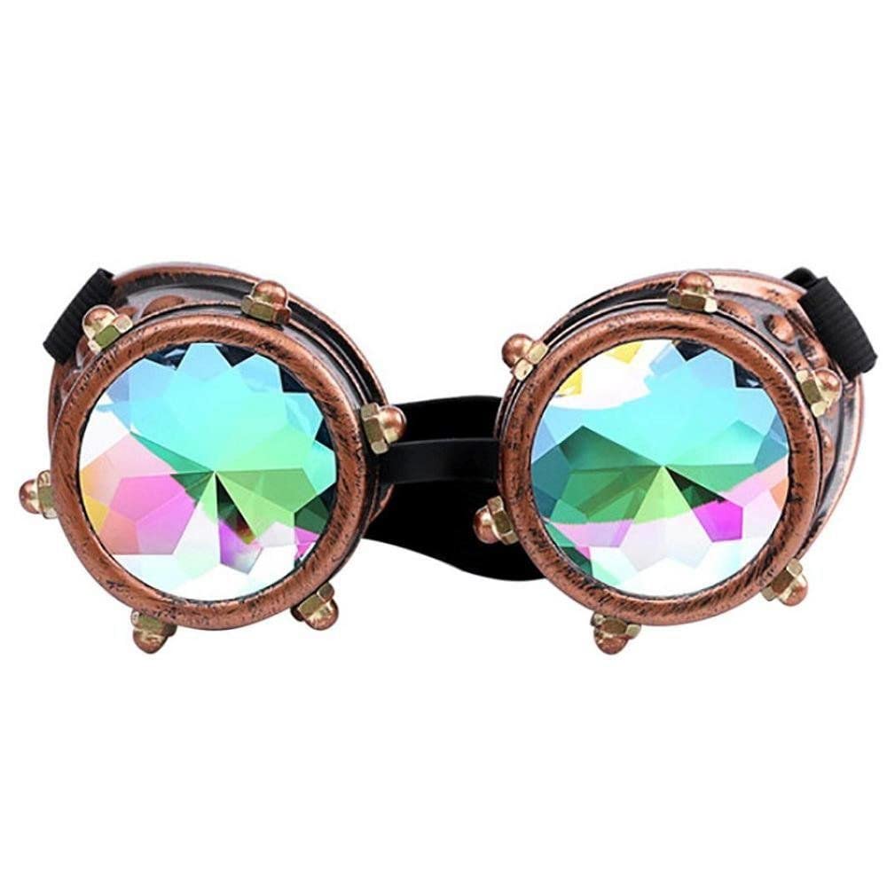 LUNETTES GOGGLES SOUDURE STEAMPUNK CUIVRE CYBER VERRE MULTI COULEUR