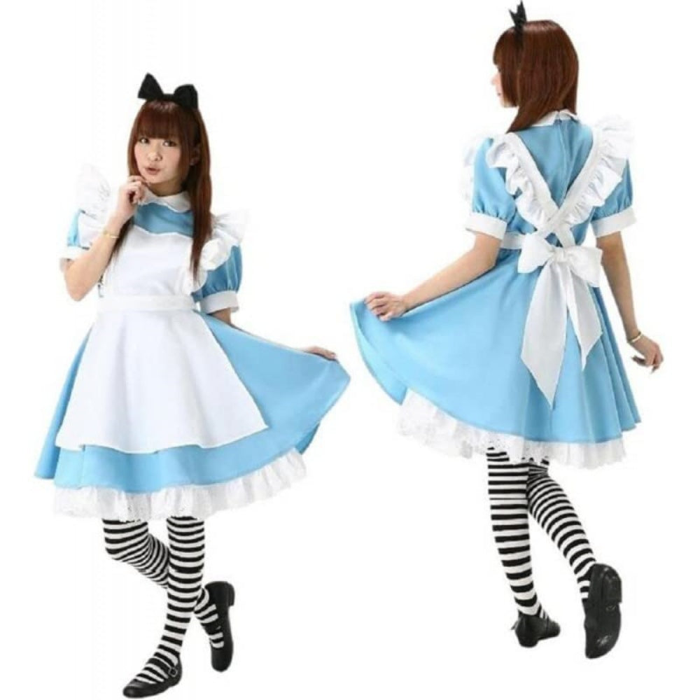 ENSEMBLE ROBE MAID SOUBRETTE BLEU TABLIER