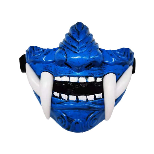 DEMI MASQUE BLEU DEMON JAPONAIS FONTOME SAMURAI UROKODAKI SAKONJI TENGU ONI