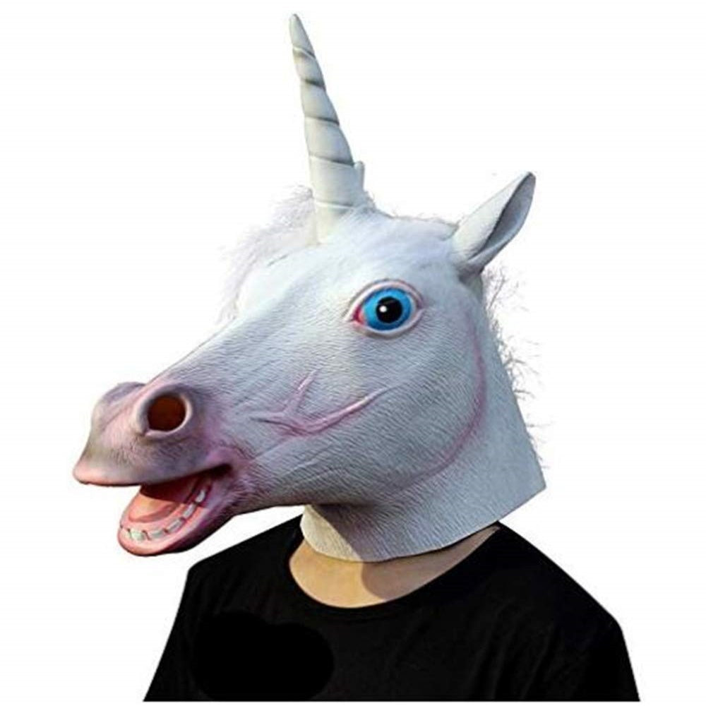 CAGOULE MASQUE LICORNE BLANC LATEX