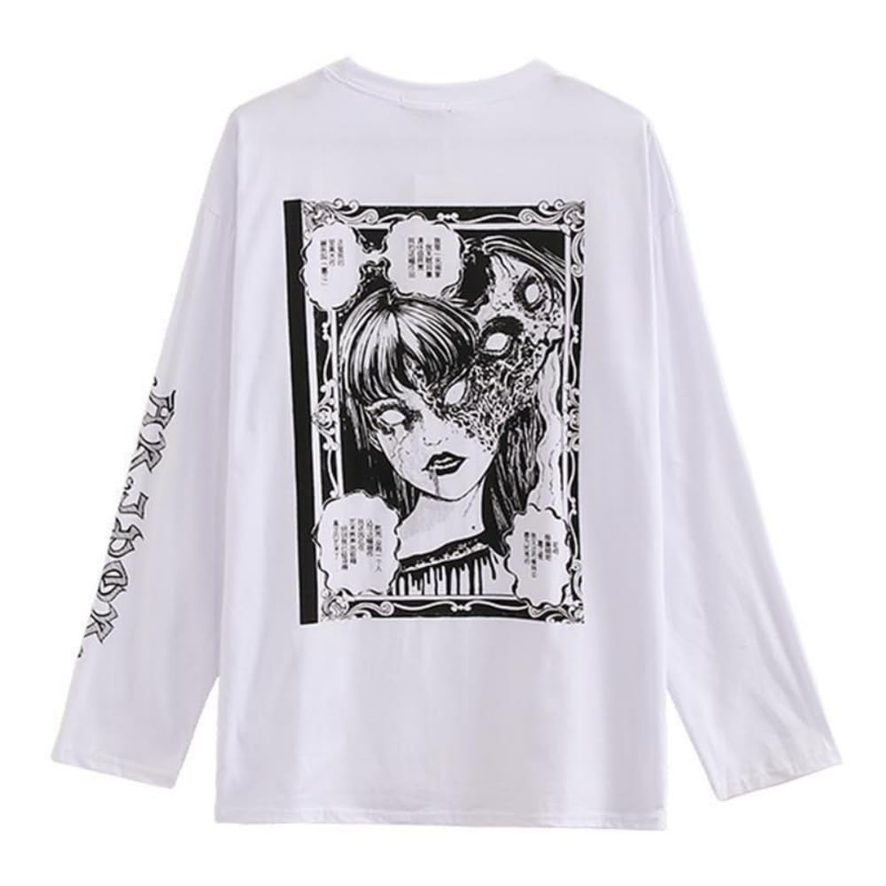 T SHIRT HARAJUKU GOTH JAPONAIS BLANC