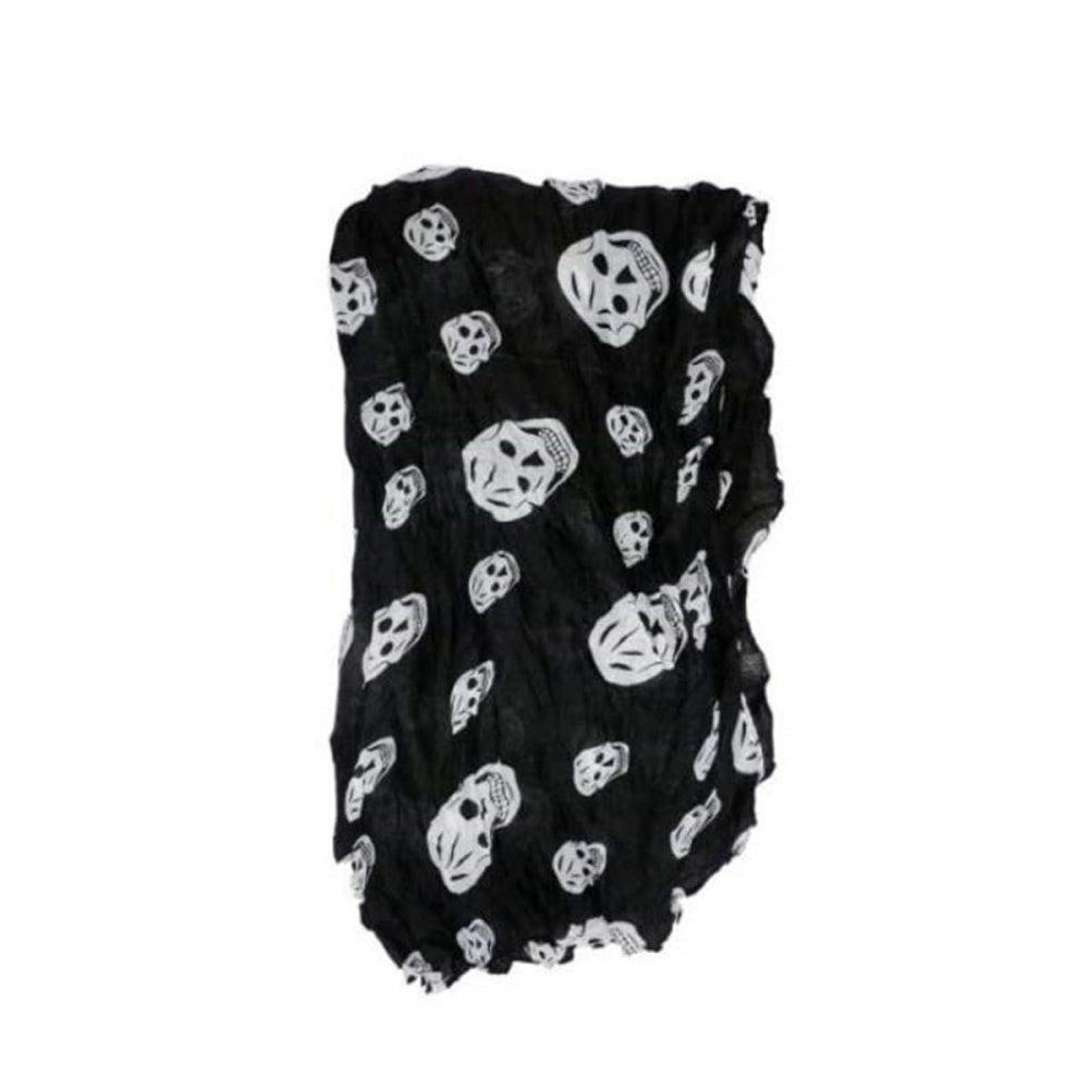 ECHARPE FOULARD TETE DE MORT NOIIR GOTHIQUE