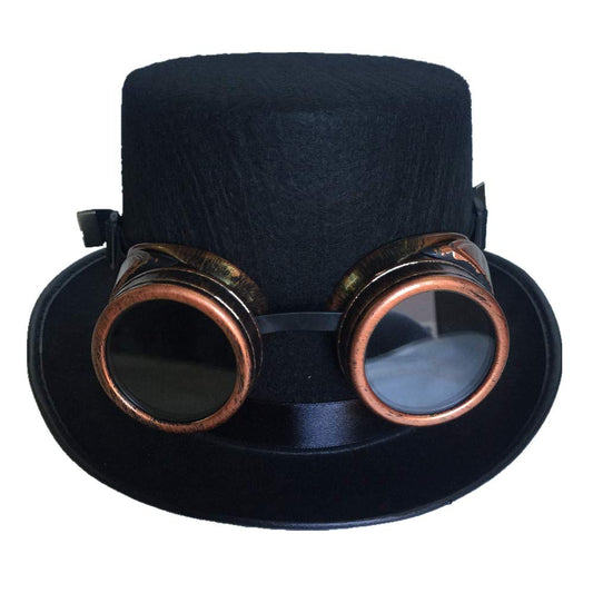 ENSEMBLE CHAPEAU NOIR STEAMPUNK LUNETTES