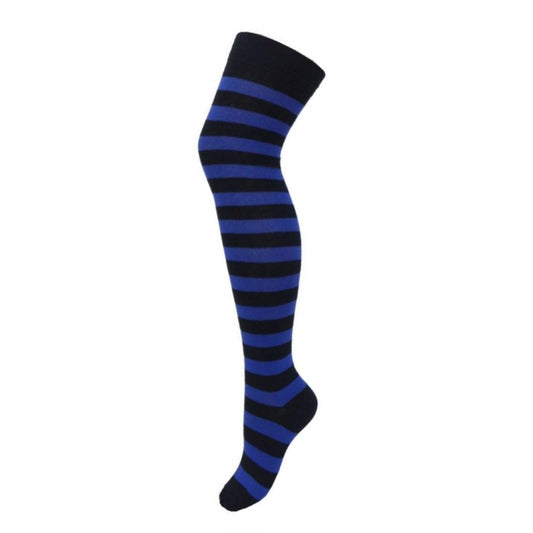 CHAUSSETTES MONTANTES RAYURE BLEU NOIR