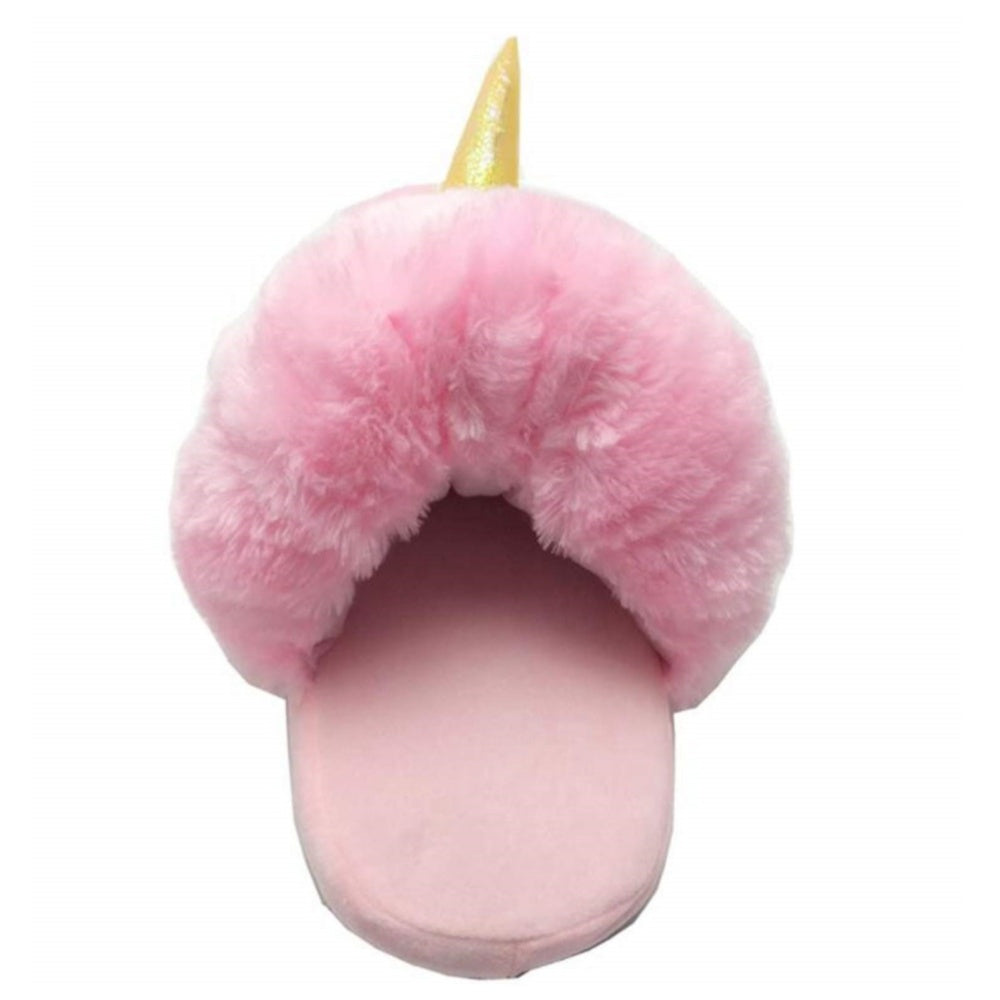 CHAUSSONS PANTOUFLES LICORNE ROSE PELUCHE