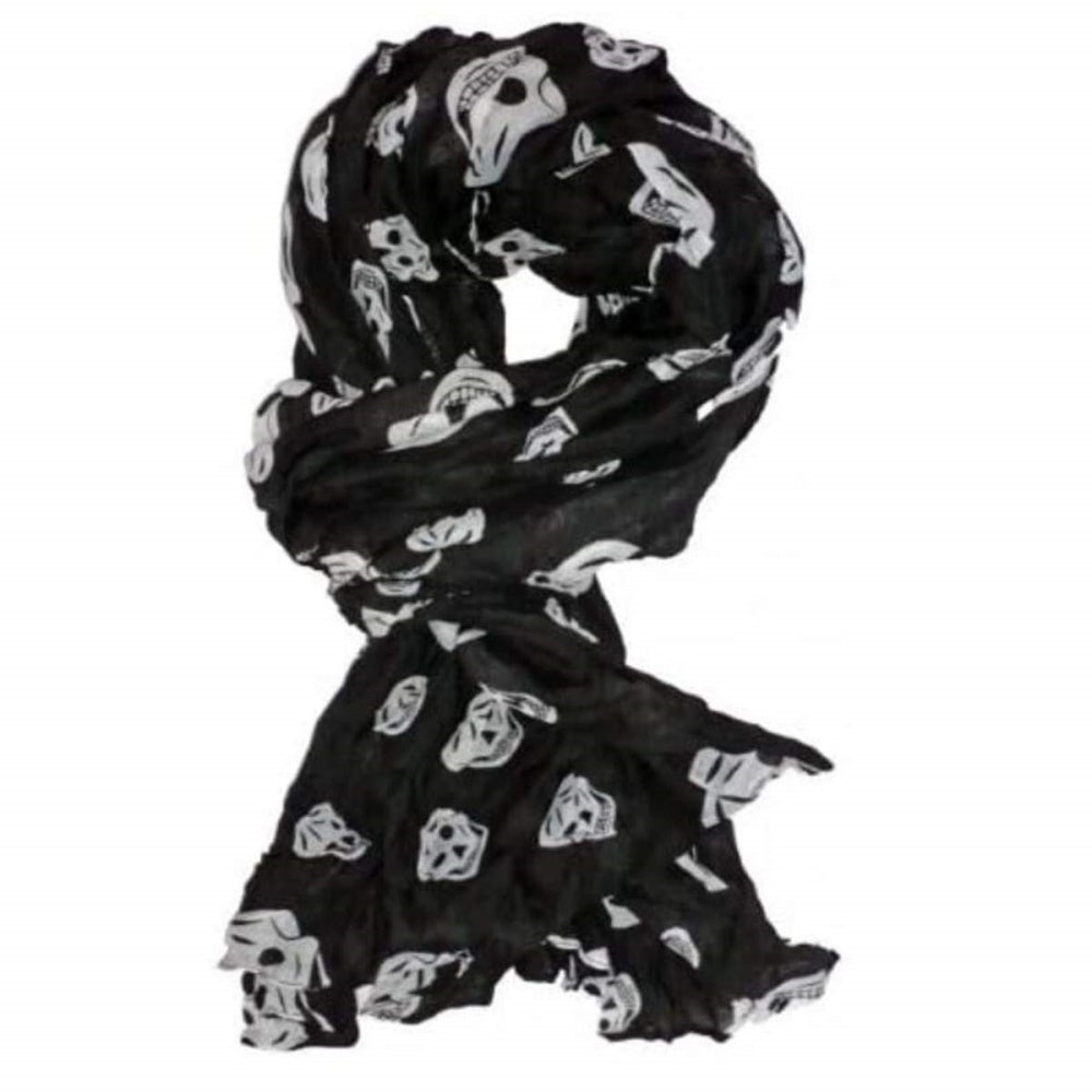 ECHARPE FOULARD TETE DE MORT NOIIR GOTHIQUE