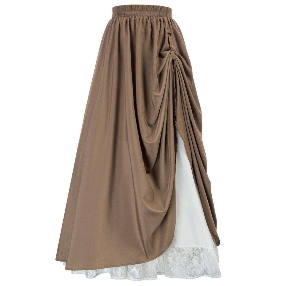 JUPE MARRON LONG MAID CARNAVAL STEAMPUNK RETRO VICTORINE MEDIEVAL