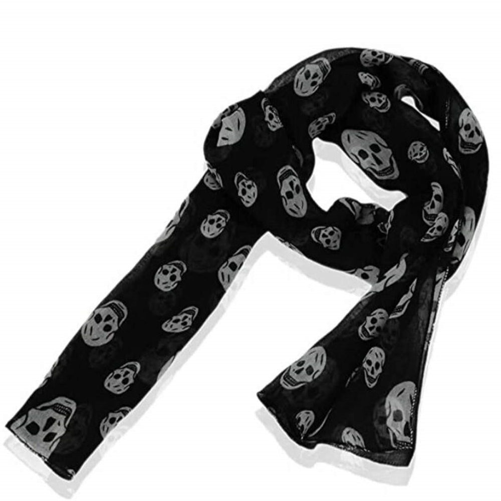 ECHARPE FOULARD TETE DE MORT NOIIR GOTHIQUE