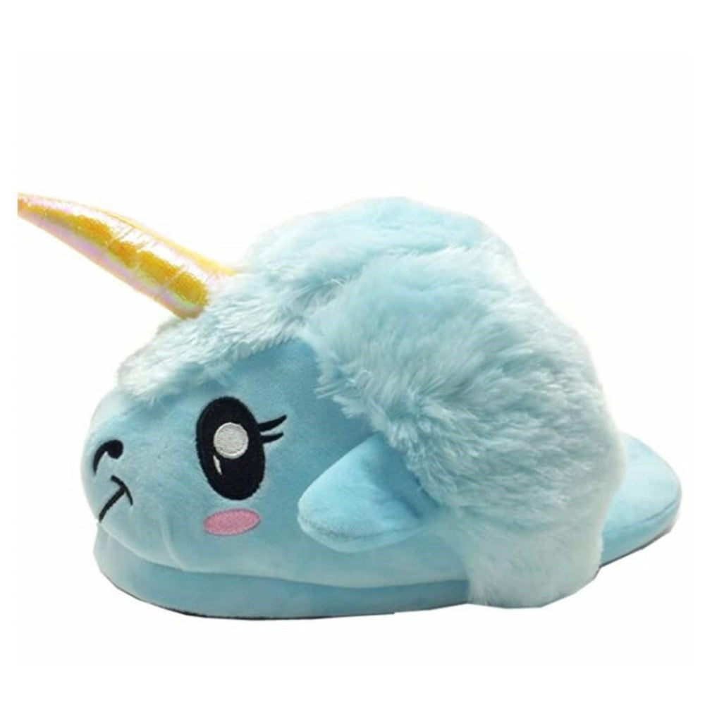 CHAUSSONS PANTOUFLES LICORNE BLEU PELUCHE