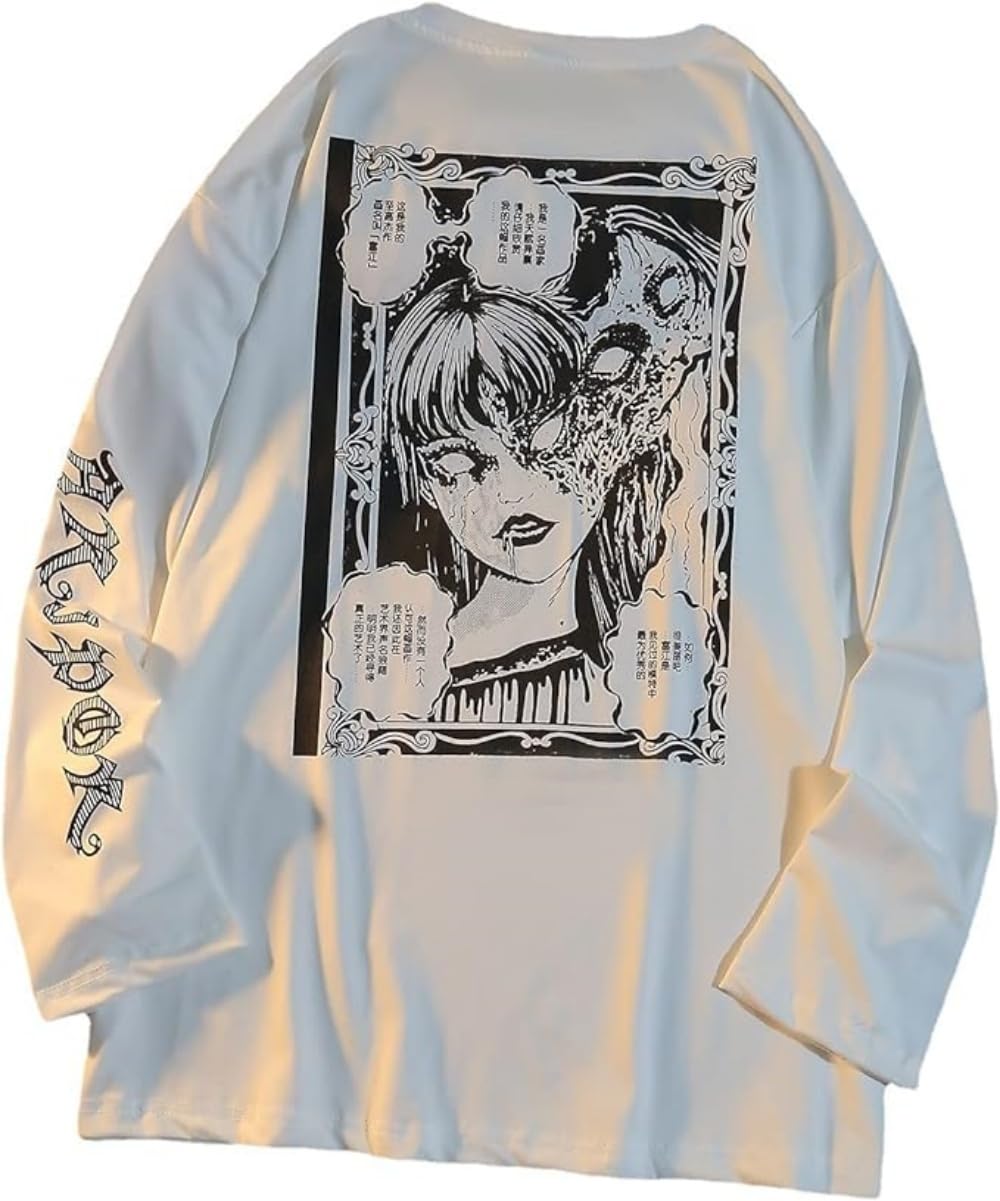 T SHIRT HARAJUKU GOTH JAPONAIS BLANC