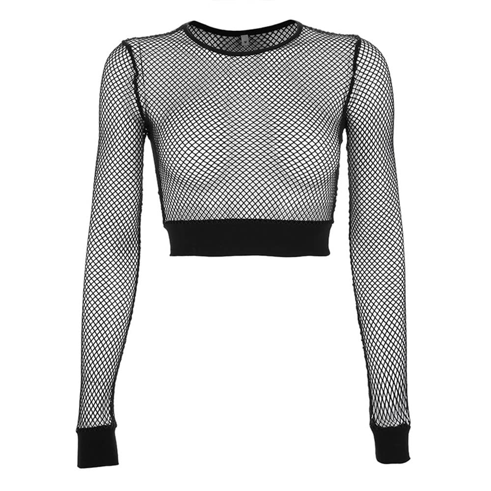 TOP RESILLE MOULANT SEXY SLIM NOIR MAILLE