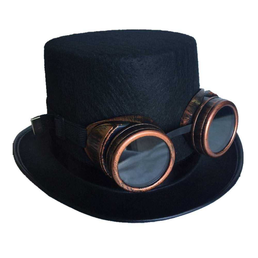 ENSEMBLE CHAPEAU NOIR STEAMPUNK LUNETTES