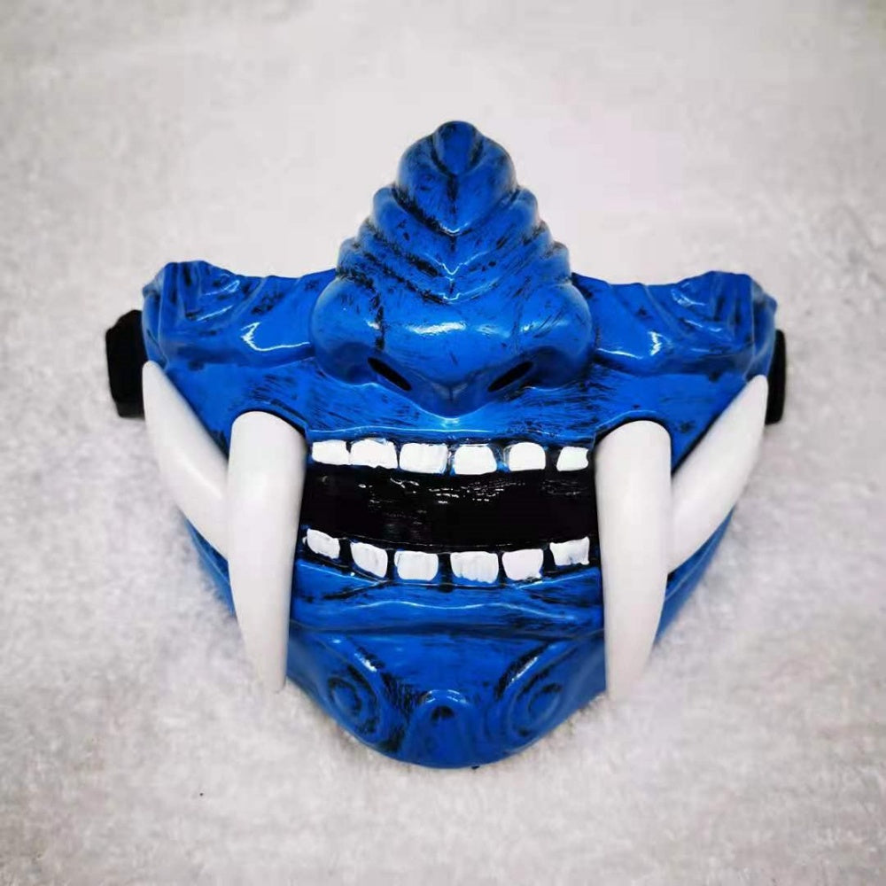 DEMI MASQUE BLEU DEMON JAPONAIS FONTOME SAMURAI UROKODAKI SAKONJI TENGU ONI