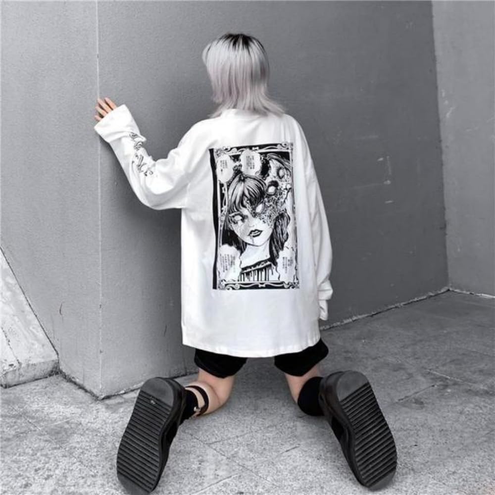 T SHIRT HARAJUKU GOTH JAPONAIS BLANC