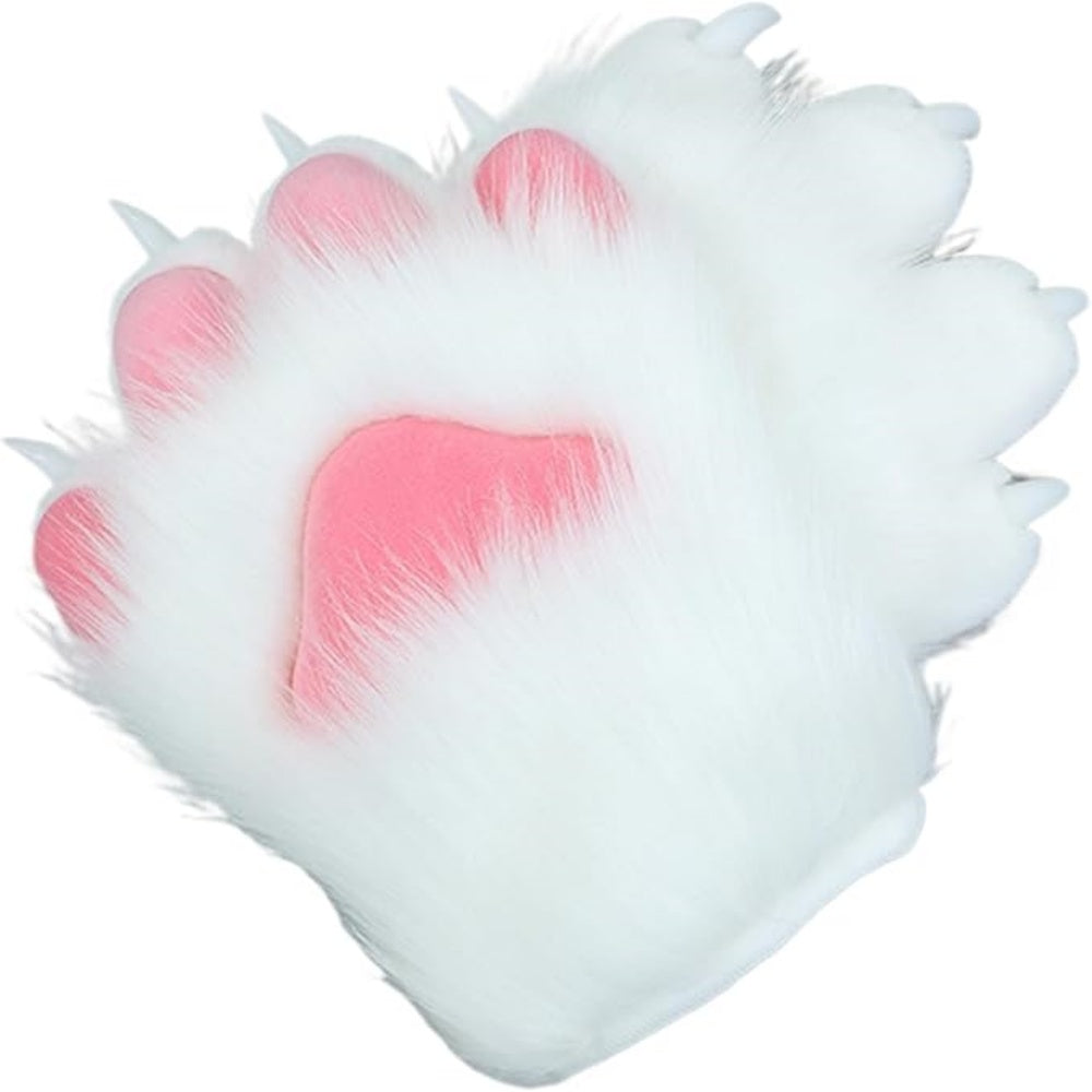 PAIRE GANTS PATTE CHAT NEKO BLANC AVEC SON MIGNON