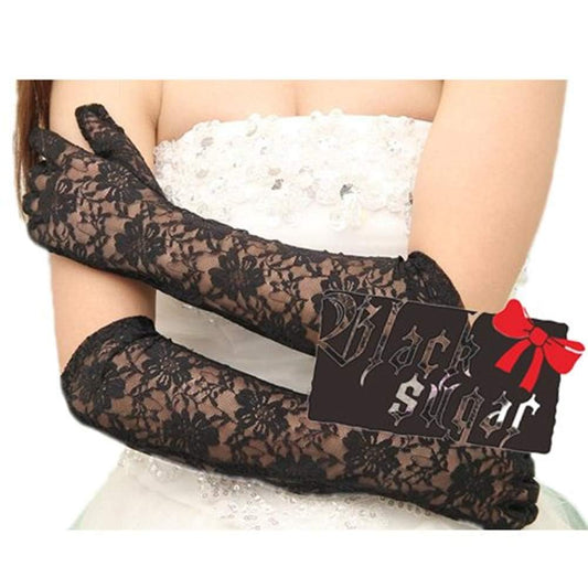 PAIRE GANTS NOIR DENTELLE LONG SOIREE