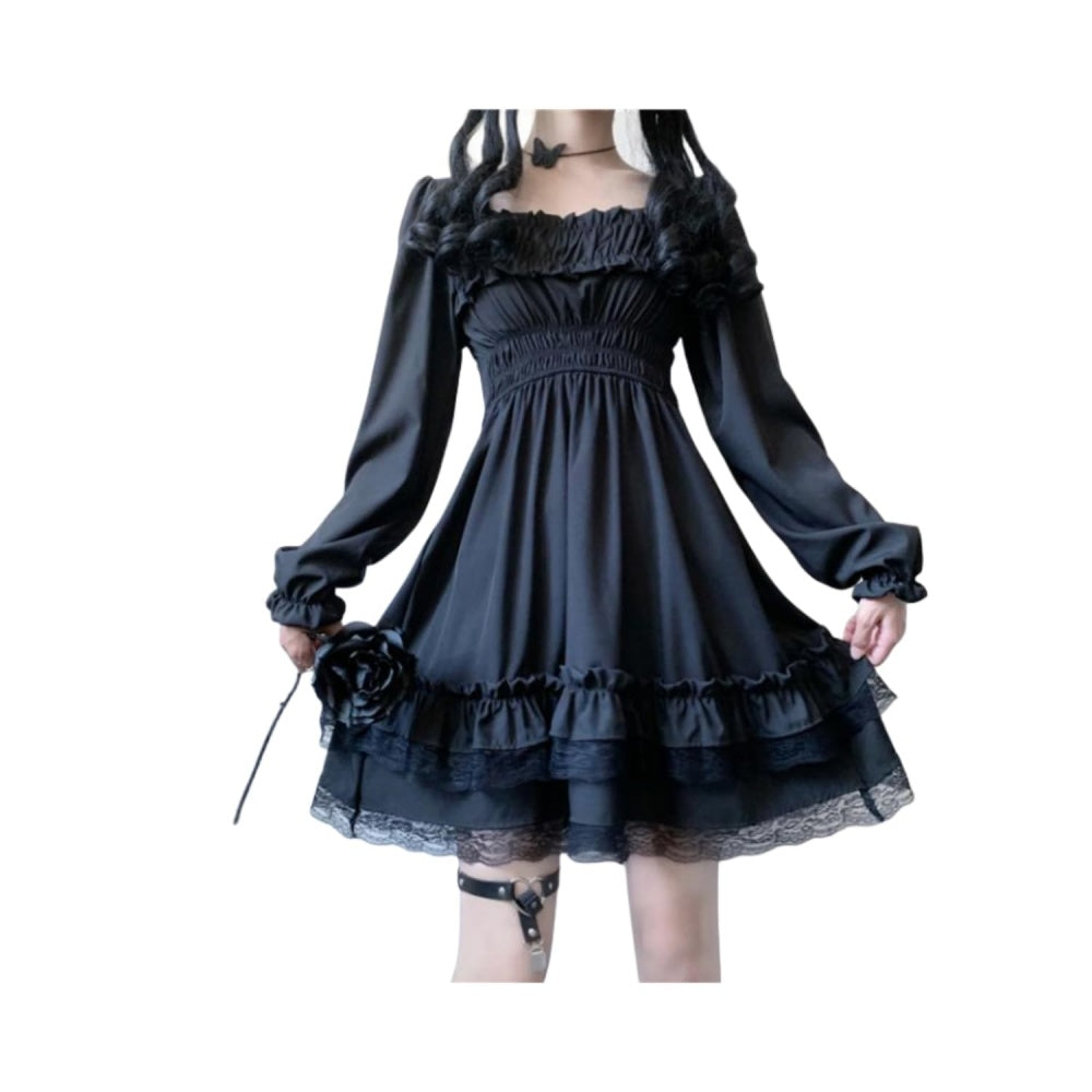 ROBE GOTHIQUE PUNK DENTELLE LONG NOIR